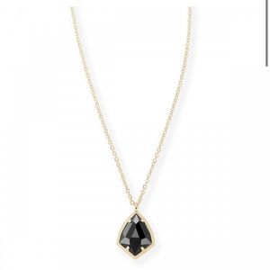 Cory Gold Pendant Necklace in Black